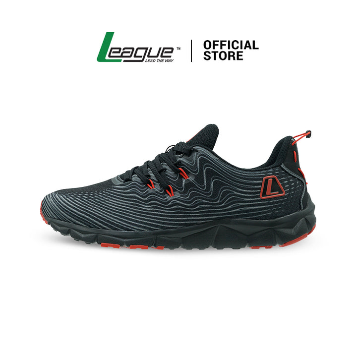 League AMP U Black/Red Sepatu Running Pria