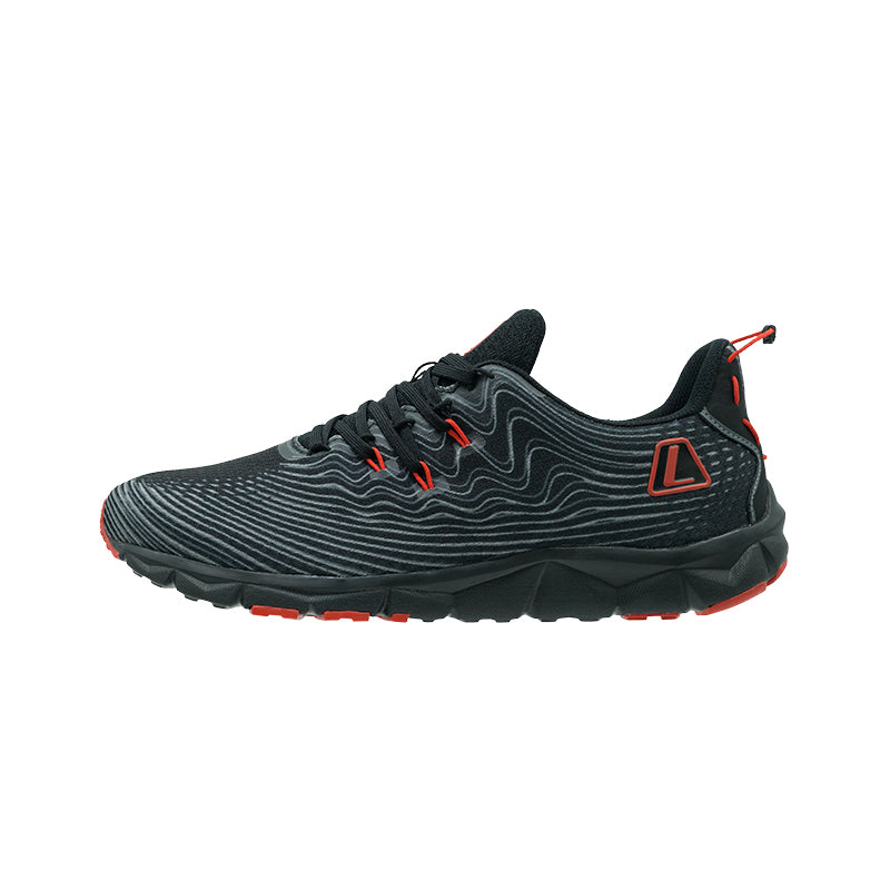 League AMP U Black/Red Sepatu Running Pria