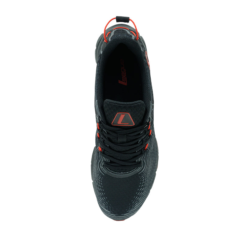 League AMP U Black/Red Sepatu Running Pria